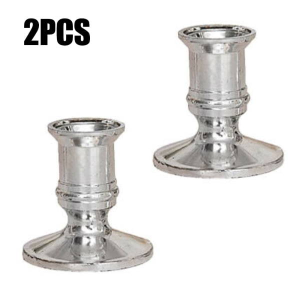 2ST Julljusstativ i metall Ljusstake festdekor silver 2PCS