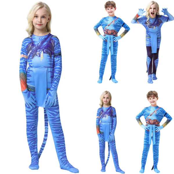 Barn Avatar 2 Cosplay Kostym Jumpsuit Bodysuit Festkläder Women 4-5Years