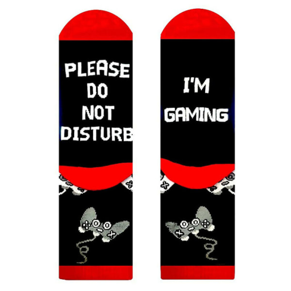 Unisex novelty strumpor "I'm Gaming, Don't Disturb." Mjuka strumpor Grey & Black