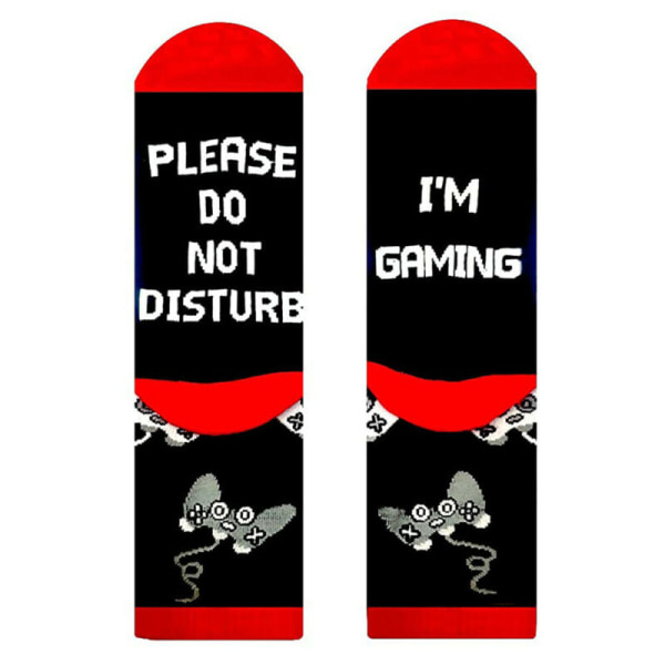 Unisex novelty strumpor "I'm Gaming, Don't Disturb." Mjuka strumpor Red & Black