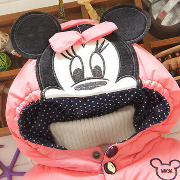 Flickor Barn Mickey Minnie Vadderad varm vinterjacka ytterkläder Pink 6 ( 1-2 Years )