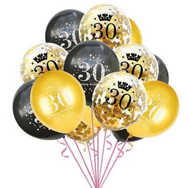 Svart guldballong 16/18/21/30/40/50/60:e Grattis på födelsedagen 18