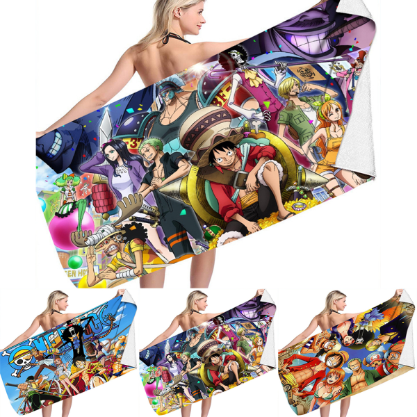 Anime One Piece Mikrofiber Badstrand Handduk för Vuxna Män Barn Pojke C 70*150cm