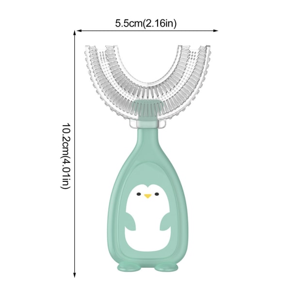 U-formad silikon tecknad tandborste för barn tandrengöring green L