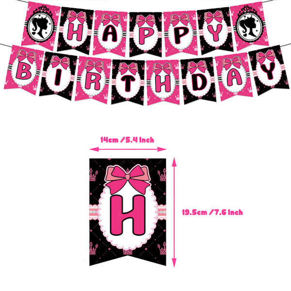 Barbie-temabursdagsfestutstyr Ballongsett Banner Topper Kakepynt