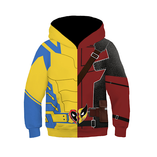 Barn Cosplay Deadpool 3 Wolverine 3D Hoodies Superhjälte X-Men Jacka Rockar Kostymer Red-Yellow S