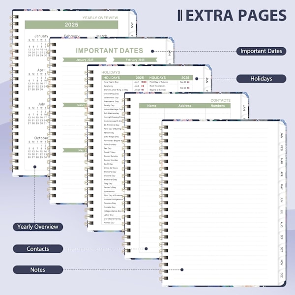 2025 Engelsk Schema A5 Planbok Med Separerande Sidor Plan Anteckningsbok Spiralbok B