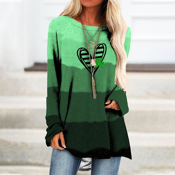 Dame St. Patricks Dag Grønne Lange Toppe T-shirt Sweatshirt Bluse D M