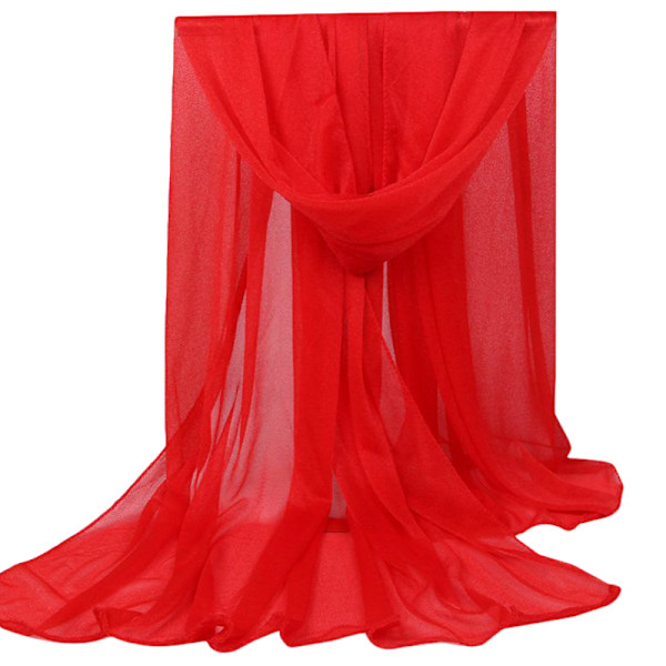 Dam lång mjuk omslag sjal chiffong silke casual halsduk sjalar stulna Red 165*85cm