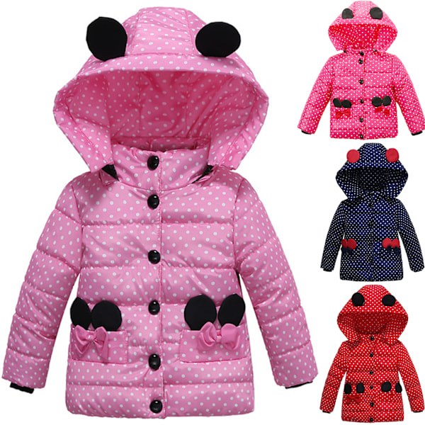 Barn Pojkflicka Vinter Polka Dot Tryckt Pink Batterfly 110