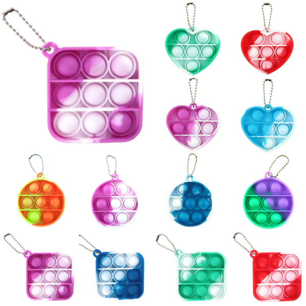 Baby Simple Dimple Sensory Toys Fidget Toys Nyckelring Nya presenter Heart Shaped - Purple&Wihte