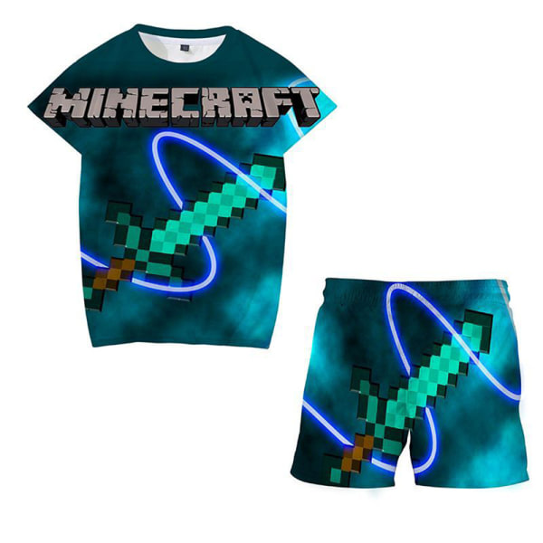 Minecraft Barn Pojkar Kortärmade T-shirts Shorts Sommar Outfits C 120cm