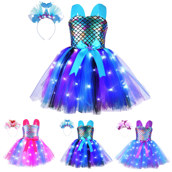 Barn Flickor Unicorn LED Tutu Set Fancy Dress Outfit Present 3 5-6Years
