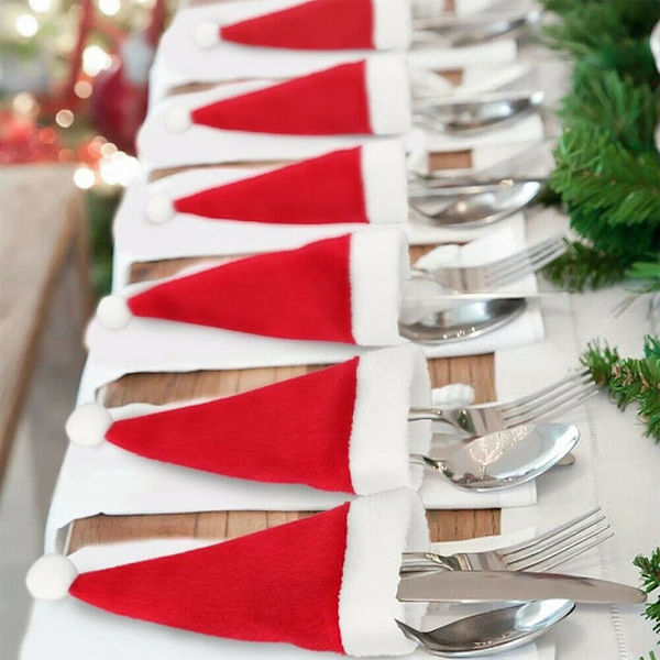 10 stk. Julemandshueholder Julebordsservice Bestikholder Dekoration 10PCS