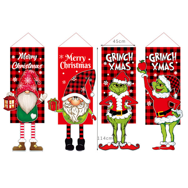Julgransflagga med Grinch för Utomhus Dekoration Trädgårdsplantering C
