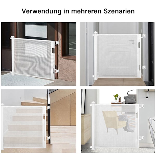 Babysäkerhetsgrind - Dörrsäkerhetsgrind - Skyddsgardin, Husdjursdörrsgrind, Utdragbar Dörrgardin, Utdragbara Hundbarriärer, 0-300cm White 150cm
