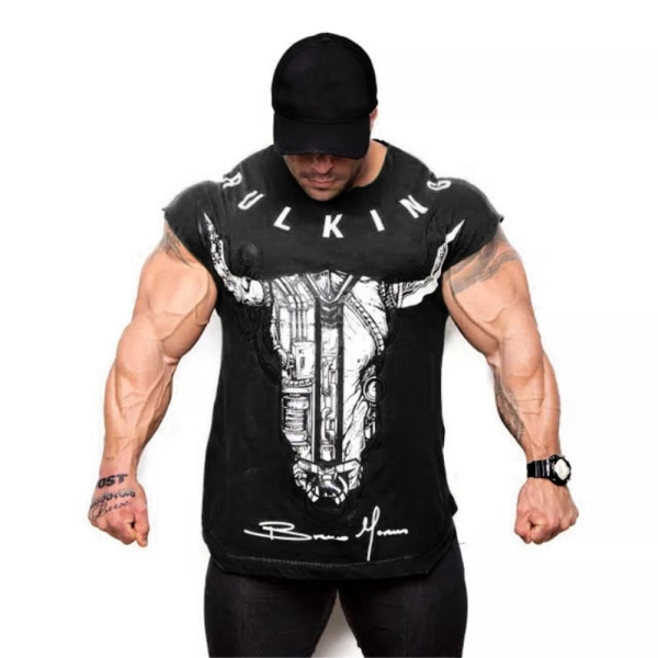 Herr 3D Grafisk Fitness T-shirt Sport T-shirt Rund Hals Korta Ärmar Sport Top Black M