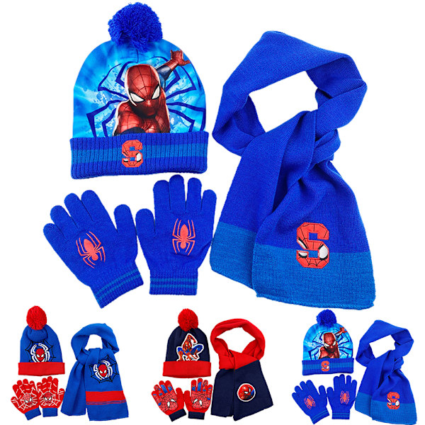 Jultomte Pojkars SpiderMan & Stickad Mössa & Halsduk & Vantar Set 3