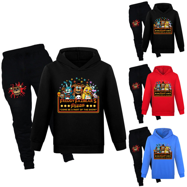 Barn FNAF Freddy Print Cartoon Hoodie och träningsbyxor Pojkar Flickor Träningsoverall Set Dark blue 150cm