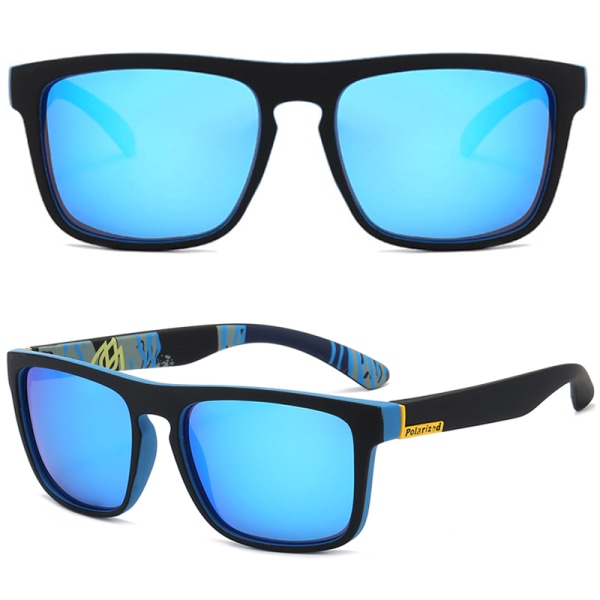 Fyrkantiga SolglasögonMän Snygga Solglasögon Retro Outdoor Glasögon Blue Frame Blue Lenses