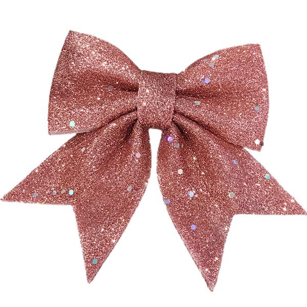 Glitter Stor Sløyfeknute Juletrepynt Juledekor Pink 2 pcs