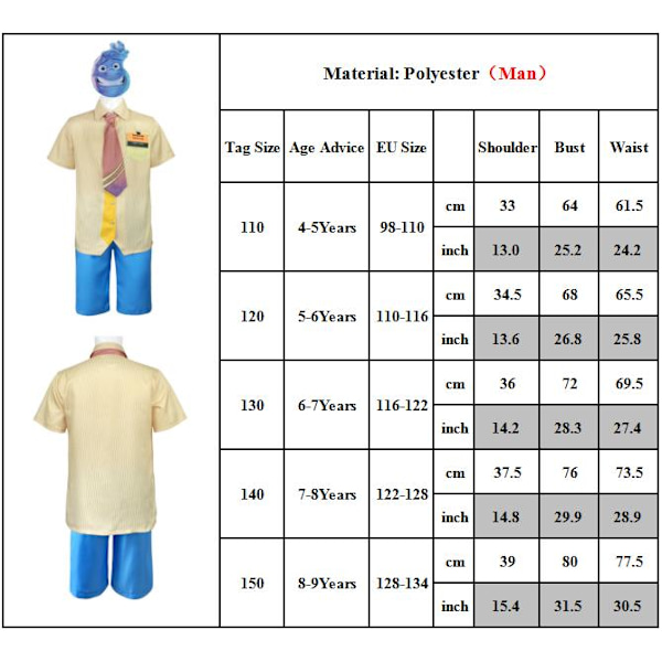 Elemental Ember Wade Cosplay Kostym Eld Vatten Uniform För Barn B 120cm