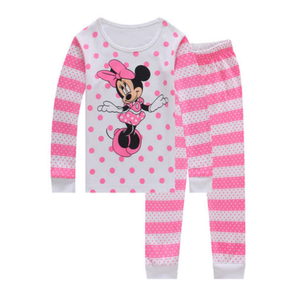 Barn Flickor Cartoon Top Byxor Pyjamas Sovkläder Set pink&white 100cm