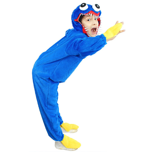 Poppy Playtime Huggy Wuggy Läskig Helkroppsdräkt Nattkläder Cosplay Blue S
