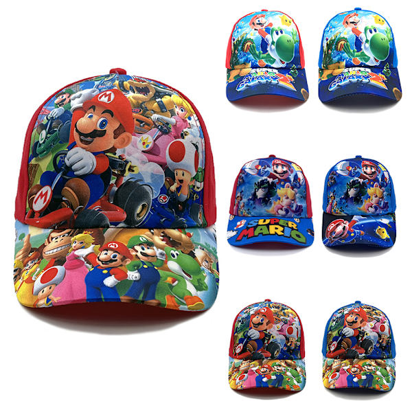 Super Mario -aiheinen baseball-lippis pojille ja tytöille, litteä lieri, säädettävä lippa, lahjat C Red