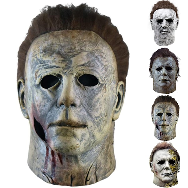 Michael Myers Skräck Full Mask Latex Mask Halloween Maskerad Cosplay Läskig C