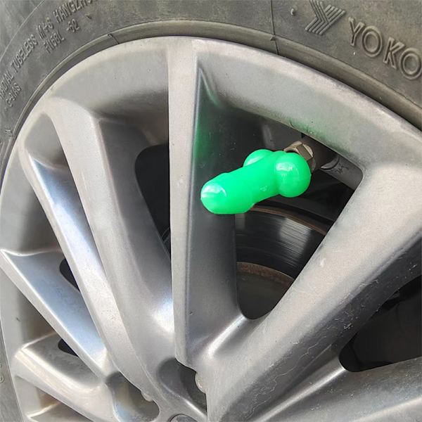 4 stk. ventilhætter dæk luftdæksler hjulfælg til bil, SUV Green