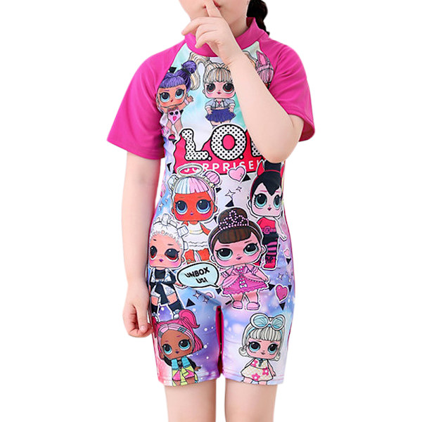 Barn Flickor Cartoon Tryckt Baddräkt Rund Hals Badkläder Mermaid 2XL