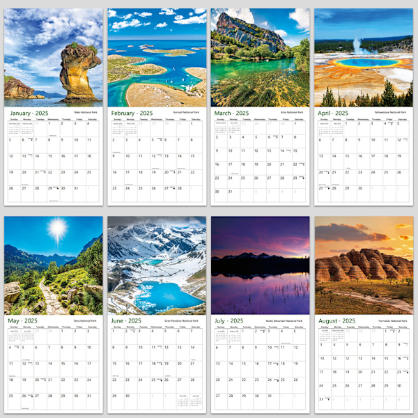 2025 National Park Kalender 12 Månader med Vackra Landskapsbilder