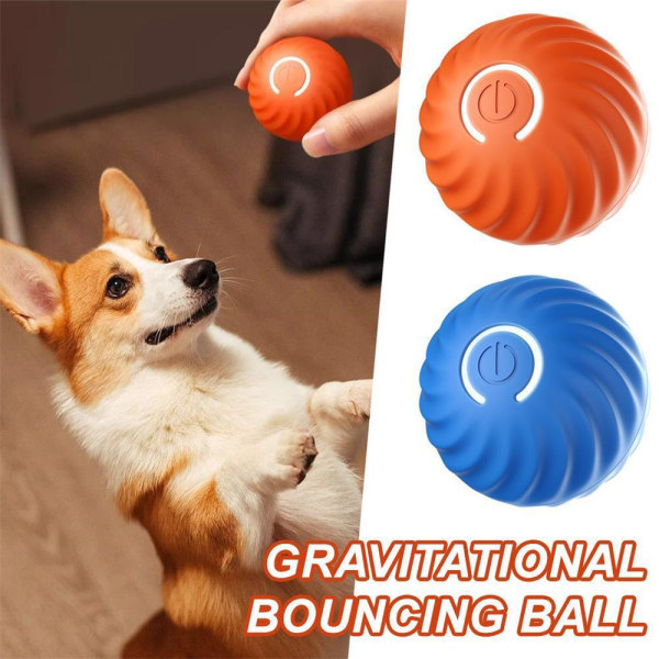 Automatisk smart retande hundboll, hållbara hundleksaker med rullande bollar orange
