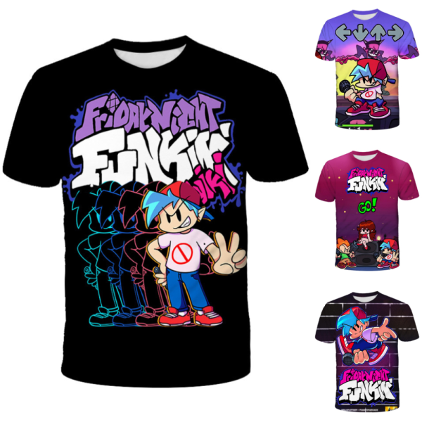 Barn Pojkar Flick T-shirt Friday Night Funkin Game 3D Print Toppar Casual Loose Tee D 150cm