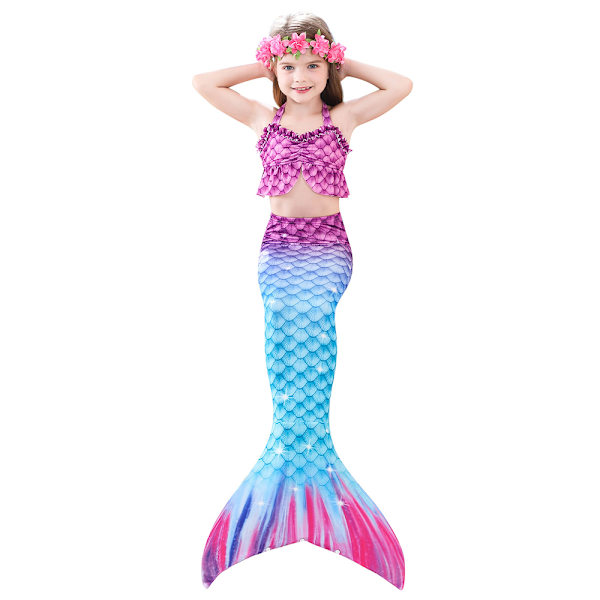 Kesätyttöjen merenneidon pyrstö Monofin Halloween -asu Prinsessamekko Uimapuku Bikini Uimapuku Uintiin A 100cm