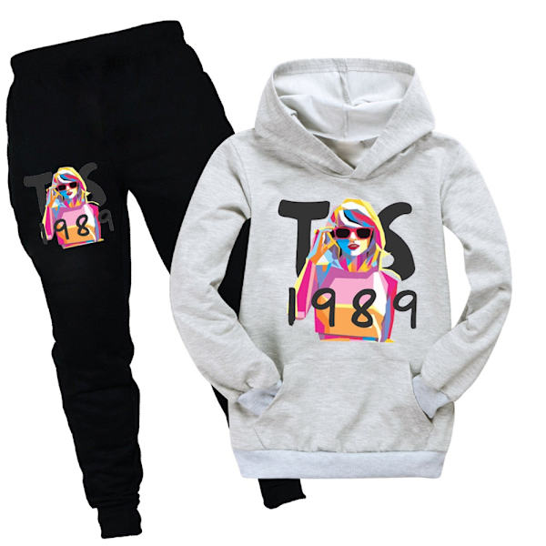 Barn Taylor Swiftie Långärmad Hoodie Huvtröja Toppar/Träningsdräkt Set Grey 170cm