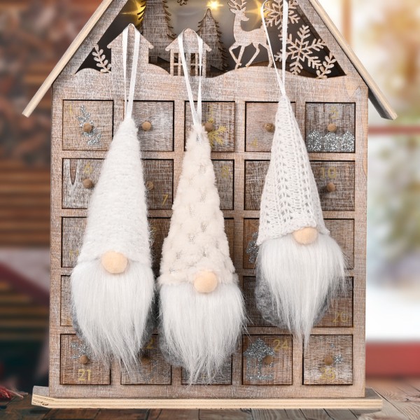3X julgran hängande gnome plysch docka hängen dekoration white 3pcs