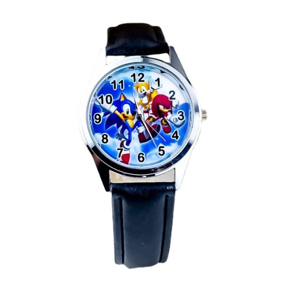 Sonic Cartoon Kid handled Mekanisk konstläderarmband Watch Gift black