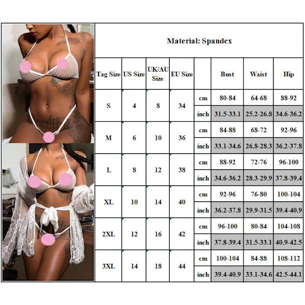 Naisten läpinäkyvät rintaliivit seksikkäät alusvaatteet G-string side white S