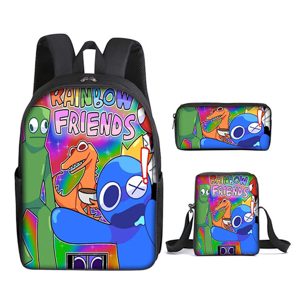 3-pack Roblox Rainbow Friends Ryggsäck Lunchväska Pennfodral B