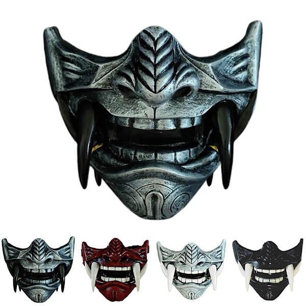 Halloween Demon Mask Halv Ansikte Skräck Mask Party Rekvisita Cosplay Maskeraddräkt White