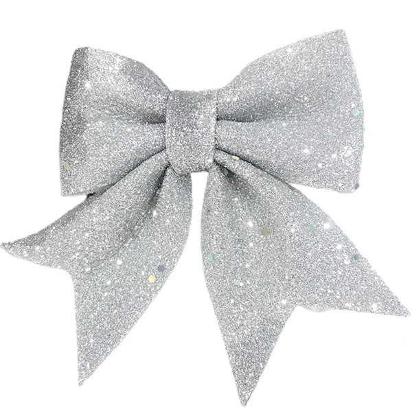 Glitter Stor Sløyfeknute Juletrepynt Juledekor silvery 2 pcs