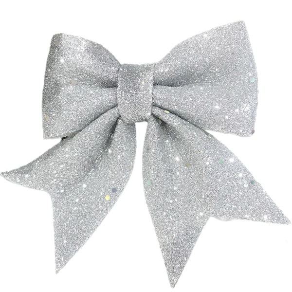 Glittrande Stora Rosett Julkulor Juldekoration silvery 10 pcs
