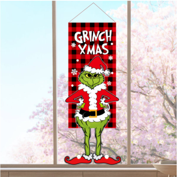 Julgransflagga med Grinch för Utomhus Dekoration Trädgårdsplantering C