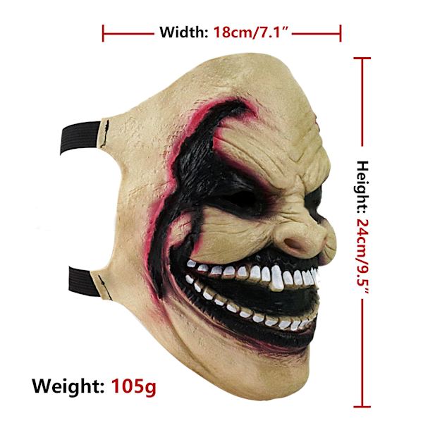 Pelottava päämaski lateksia Halloween-naamio naamiaisjuhliin Cosplay-rekvisiitta skin