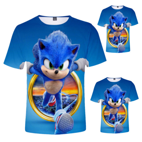 Sonic The Hedgehog 3D T-shirt Barn Pojkar Flickor Kortärmade toppar 110CM