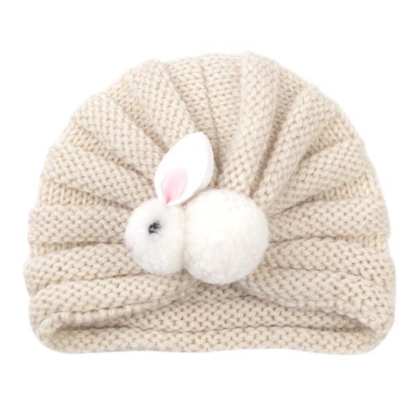 Stickad Bebishatt, Pullover, Spädbarnshatt, Kaninhatt white