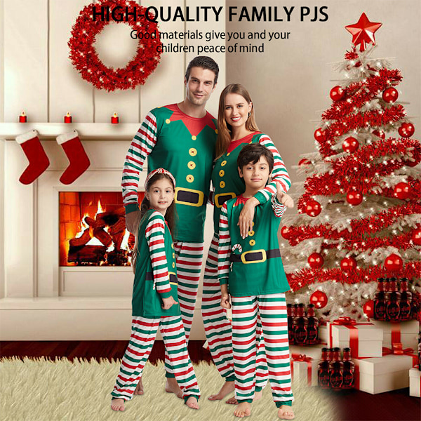 Julpyjamas för Familjen - Matchande Pyjamas för Vuxna och Barn - Nattkläder - Elfdräkt Men M