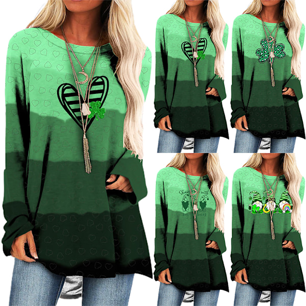 Dame St. Patricks Dag Grønne Lange Toppe T-shirt Sweatshirt Bluse D M
